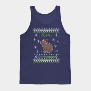 Capy Christmas Capybara Ugly Sweater Tank Top